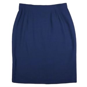 Louis Féraud Navy Blue Wool Pencil Skirt